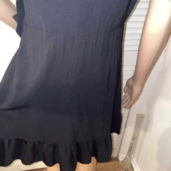 Summer Women Short Sleeve V Neck Casual Short Ruffle Dresses - Picture 11 of 16